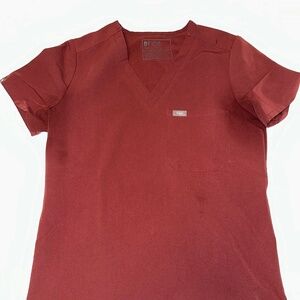 FIGS Dark Cherry Catarina - One-Pocket Scrub Top